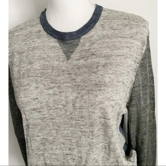 Armani Exchange Linen Grey Navy Crew Neck Sweater - Picture 2 of 4